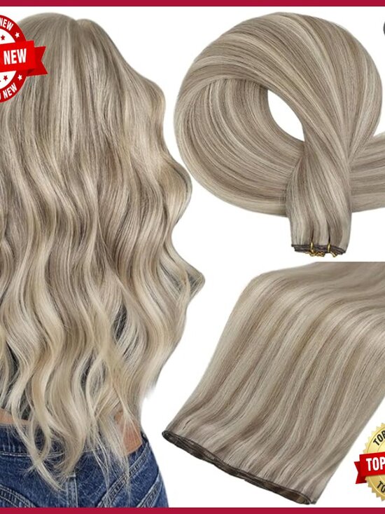 18 Inch Human Hair Extensions, Remy Hair, Hand Tied Weft, Lightweight main image 6
